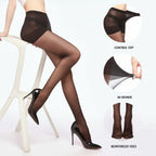 4 Pairs Women's Sheer Tights 20 Denier Control Top Pantyhose With Reinforced Toes - SJB-DIAMOND ELITES