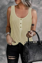 Button Textured Cotton Tank Top - SJB-DIAMOND ELITES