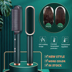 New 2 In 1 Hair Straightener Hot Comb Negative Ion Curling Tong Dual-purpose Electric Hair Brush Pi-Mart
