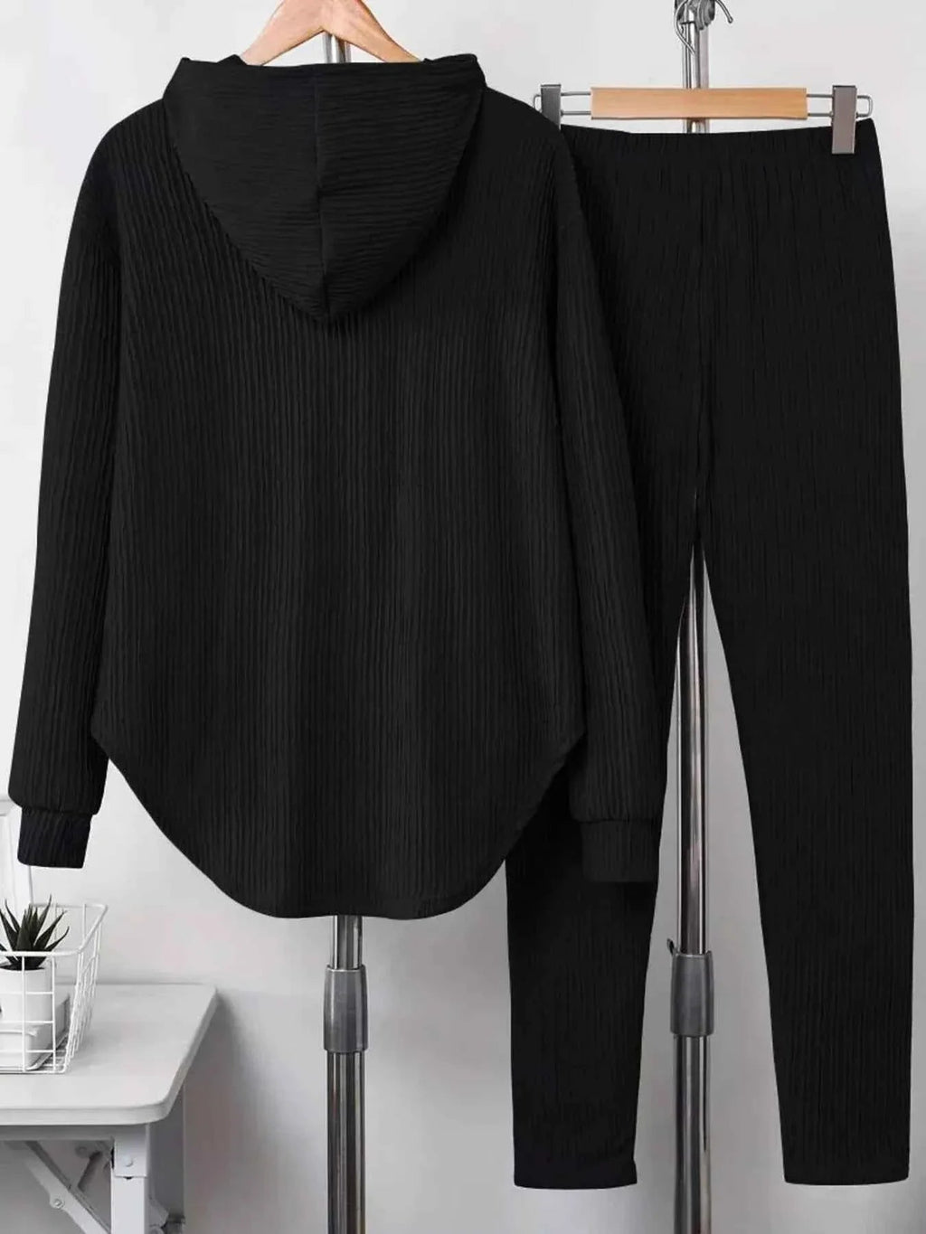 Textured Long Sleeve Hoodie and Pants Set THRIXINE