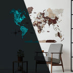3D Luminous/Magnetic Colored Wooden World Map Cappuccino Enjoy The Wood