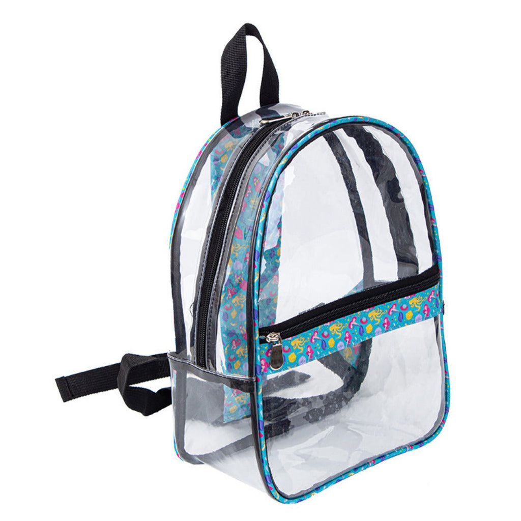 PVC transparent waterproof backpack, smiley face beauty printing student backpack, book storage shoulder travel bag - SJB-DIAMOND ELITES