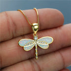 Simulated Opal Dragonfly Ladies' Pendant Necklace Pi-Mart