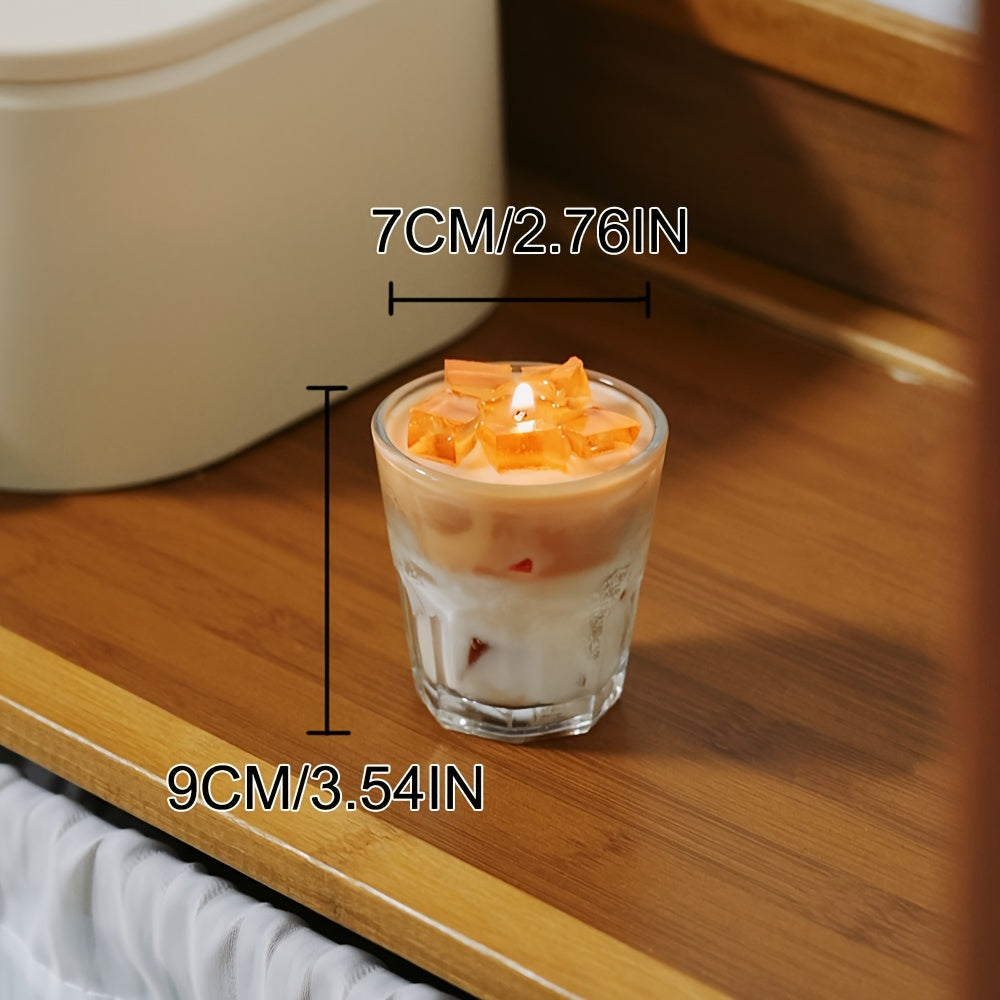 1pc, 300g Caramel Latte Scented Candle, Handcrafted Soy Wax, Indoor Use, Crystal Accents, Oval Shape, Aromatherapy, Perfect for Home Decor, Suitable for Christmas, Halloween, Easter, Hanukkah, Thanksgiving, 0.26-2.64gal Capac Lootquake LLC