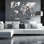 3D Wooden World Map Concrete Enjoy The Wood
