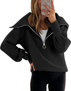 New Long-sleeve Zipper Drop Shoulder Pullover Hoodie Pi-Mart