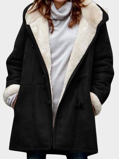 Full Size Pocketed Long Sleeve Hooded Toggle Jacket – Stylish & Functional Outerwear for Women Stevvex