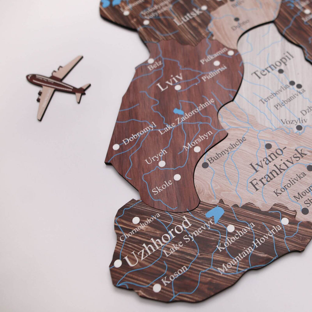 Wooden Map of Ukraine Cappuccino Enjoy The Wood
