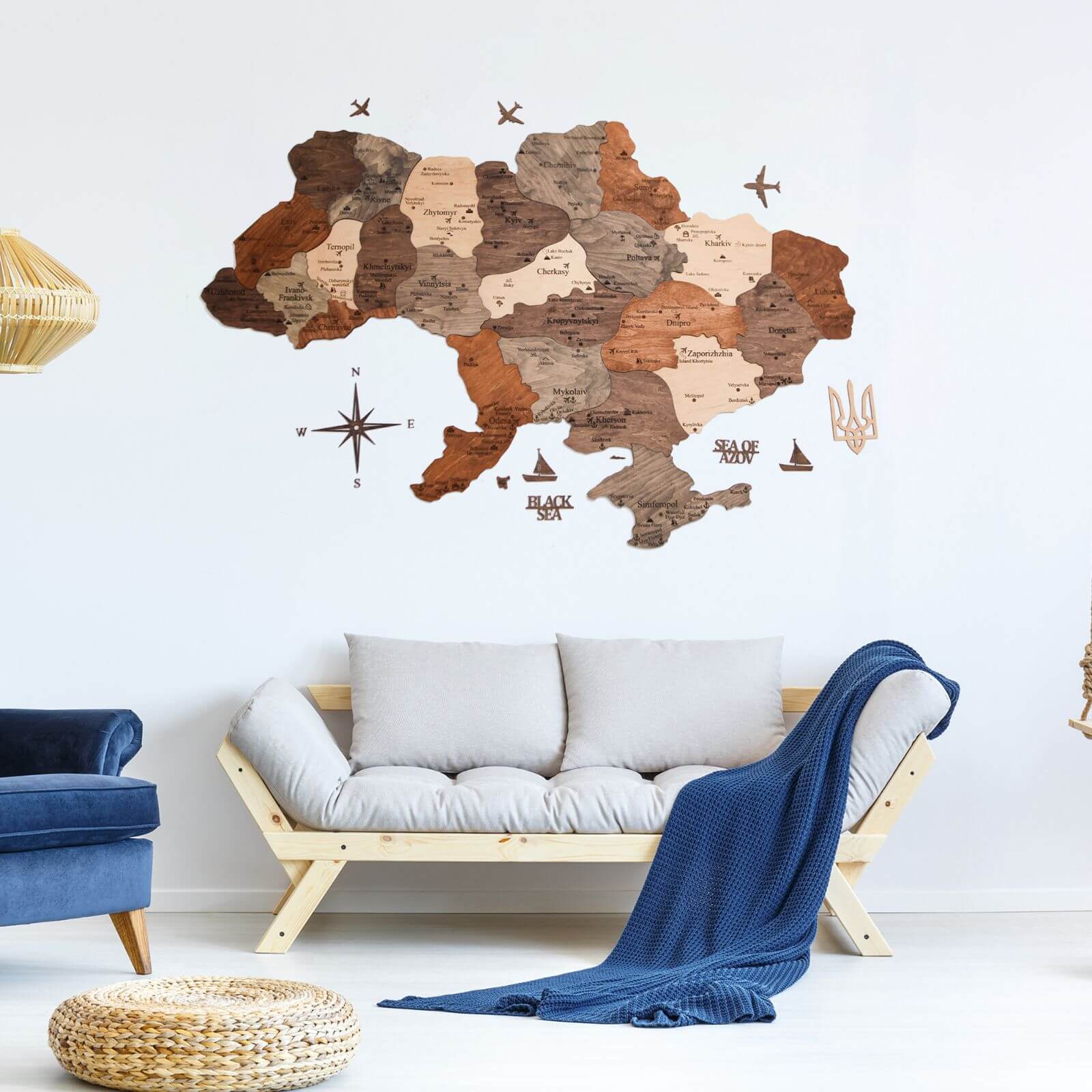 Wooden Map of Ukraine Multicolor Enjoy The Wood