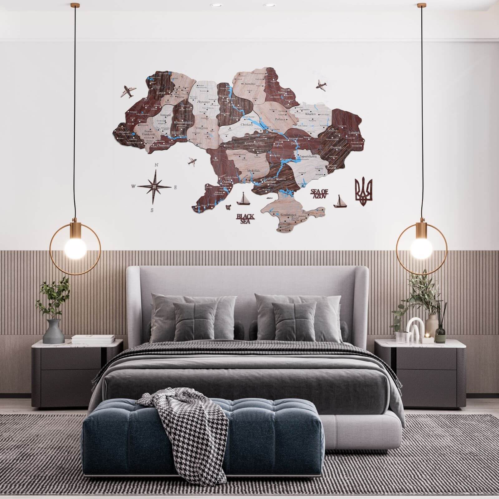 Wooden Map of Ukraine Cappuccino Enjoy The Wood