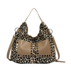 Ladies leopard print large capacity tote bag, vintage hobo bag casual, shoulder bag with crossbody strap, bag underarm bag women - SJB-DIAMOND ELITES