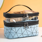 Multifunctional double-layer cosmetic bag, transparent storage bag, travel portable tote bag, large-capacity waterproof toilet bag - SJB-DIAMOND ELITES