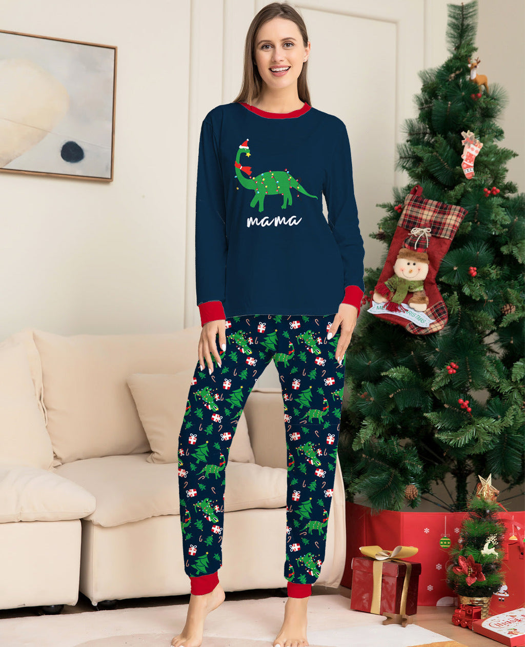 New Dinosaur Letter Print Parent Child Pajama Set Pi-Mart