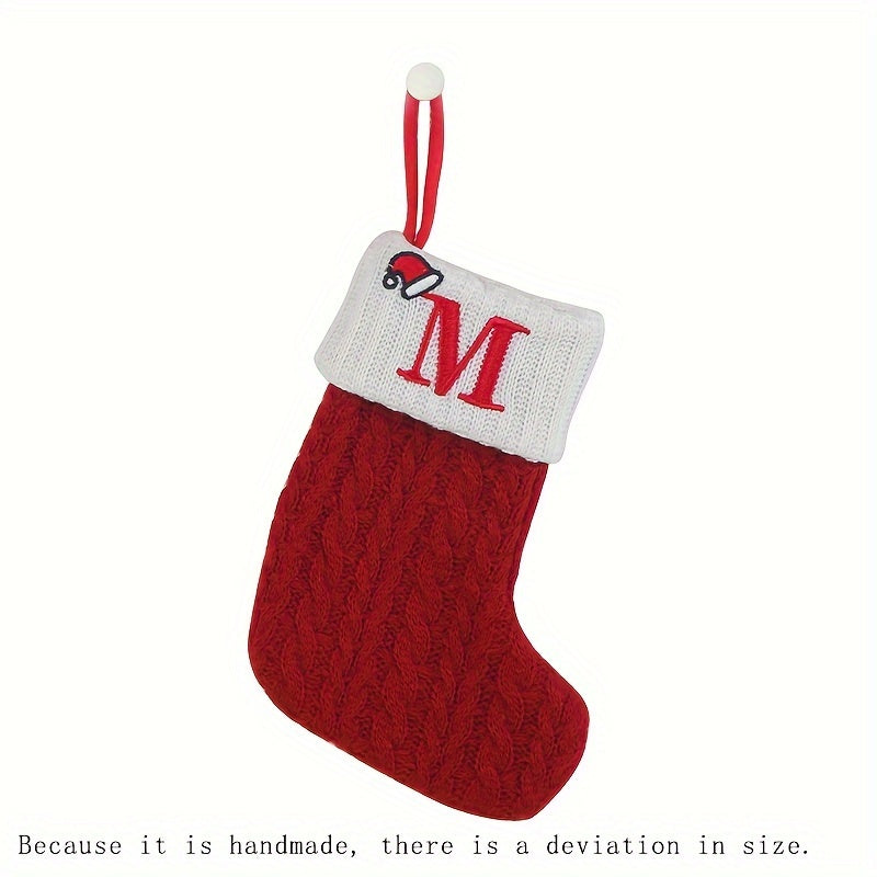 1pc Knitted Christmas Socks Stocking Gift Bag - Embroidered Alphabet, Candy Design, Scene Decor, Room Decor, Home Decor, Holiday Party Decor, Festive Gift Idea for Family and Friends Lootquake LLC