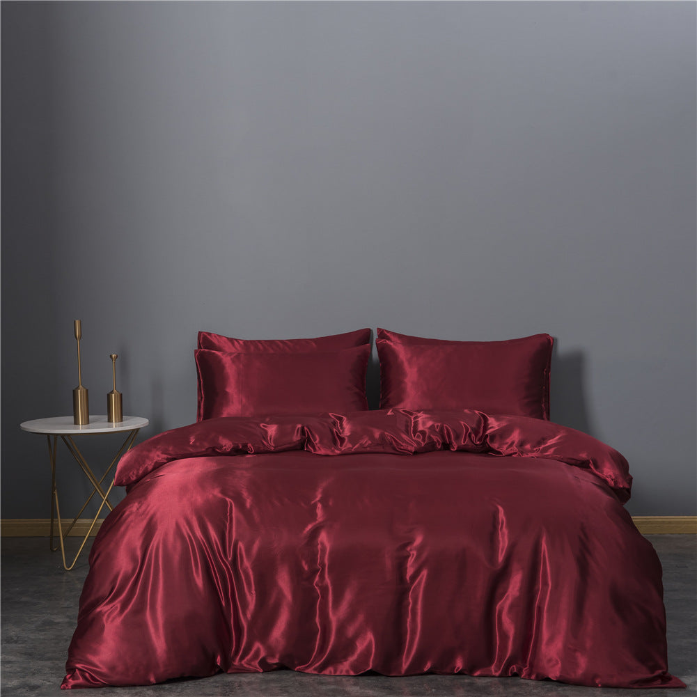 Simulation Silk Three-piece Duvet Cover Bedding Pi-Mart