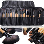 24 PCs Makeup Brush With Horse Hair Black Wood Color Makeup Full Set Pi-Mart