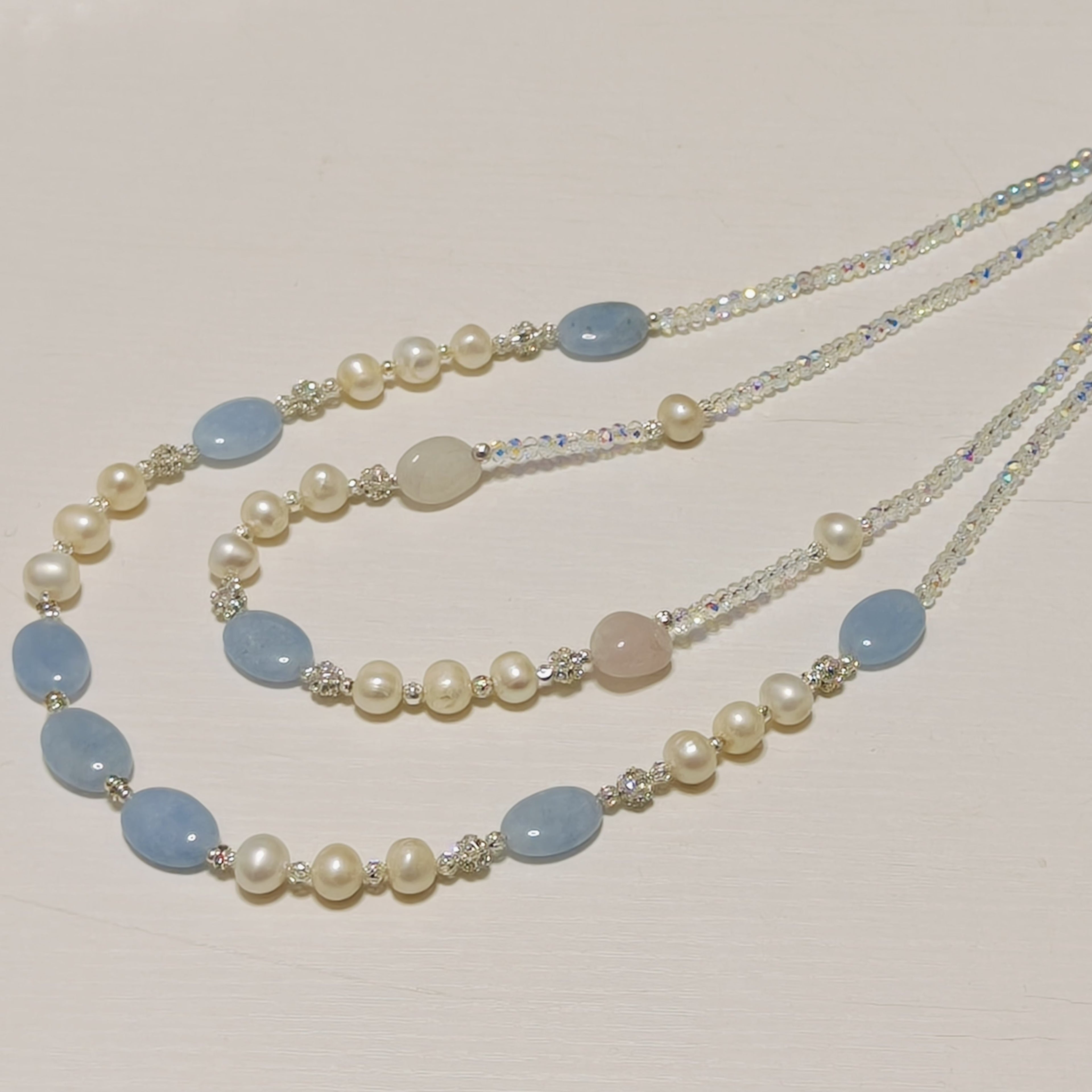 Handmade Premium Crystal Necklace |  Artisan Woven Jewelry with Alloy Accents  | Elegant Sparkling Statement Necklace for Women (MAC344)