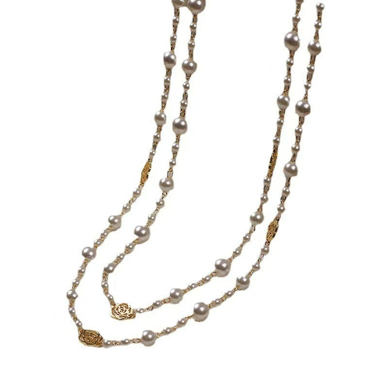 Retro Multi-layer Pearls Necklace Fashion Long Sweater Chain Versatile Accessories For Women Pi-Mart