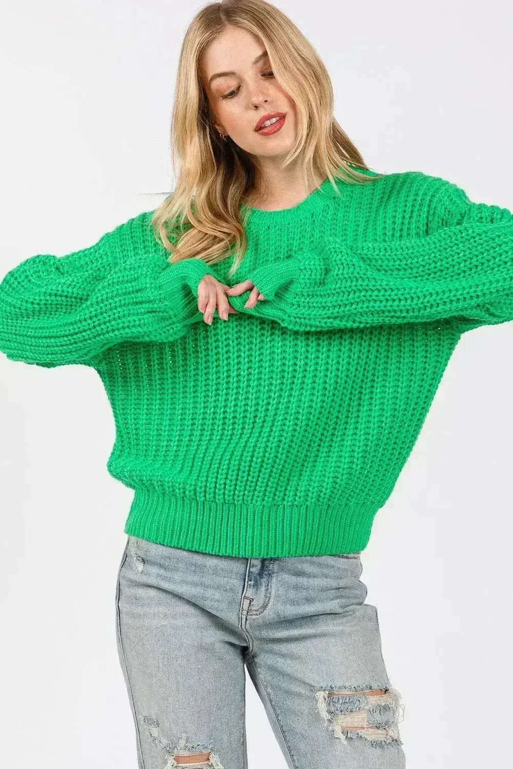 SAGE + FIG Round Neck Drop Shoulder Sweater - SJB-DIAMOND ELITES