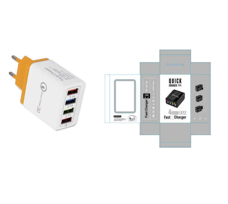 USB Charger Quick Charge 3.0 4 Phone Adapter For Tablet Portable Wall Mobile Charger Fast Charger Pi-Mart