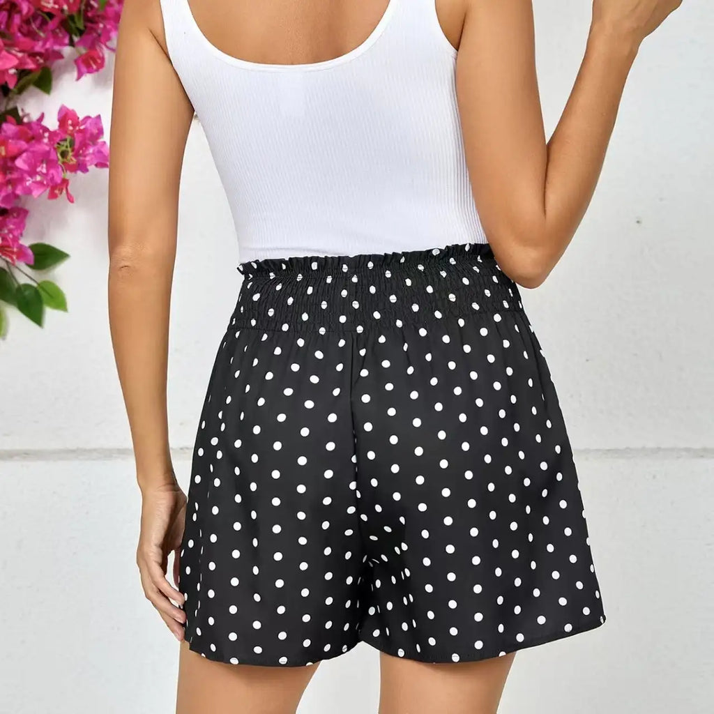 Ladies' Polka Dot Printed Sherry Shorts With Drawstring And Casual Shorts - SJB-DIAMOND ELITES