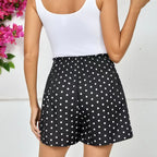 Ladies' Polka Dot Printed Sherry Shorts With Drawstring And Casual Shorts - SJB-DIAMOND ELITES