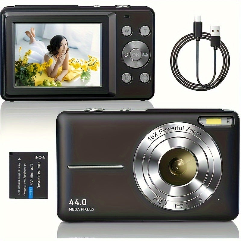 Digital Camera, 1080P FHD Camera 44MP Point And Shoot Digital Camera, 16X Zoom Compact Portable Point Shoot Camera Suitable For Thanksgiving Christmas And New Year Gifts Lootquake LLC