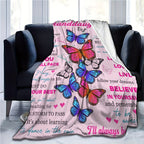 1pc Soft Flannel Butterfly Print Blanket, Warm Cozy Throw for Couch Bed Sofa, To My Granddaughter Lootquake LLC