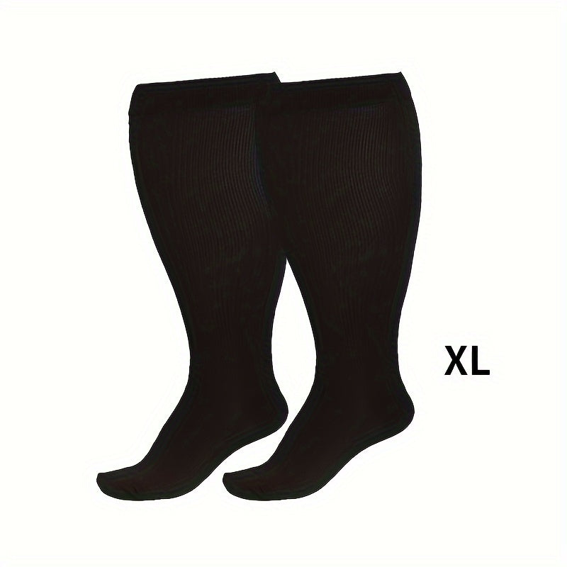 1pair Unisex Plus Size Compression Socks, Knee Length 20-30 Mmhg Breathable Circulation Calf Socks, Women Men's Socks & Hosiery Lootquake LLC