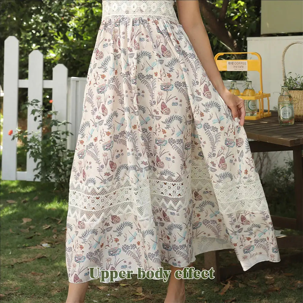 Women's Sleeveless Suspender Floral Dress - SJB-DIAMOND ELITES