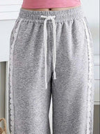 Lace Trim Wide Leg Pants THRIXINE