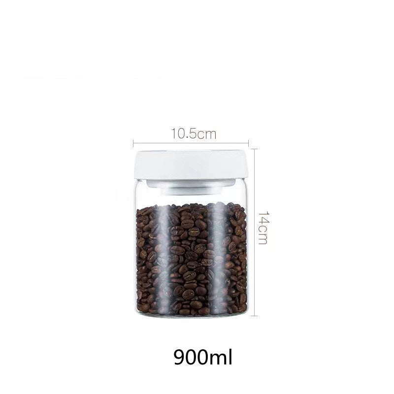 Vacuum Sealed Jug Set Black Coffee Beans Glass Airtight Canister Kitchen Food Grains Candy Keep Good Storage Jar Set Kitchen Gadgets Pi-Mart