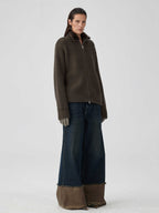 Brown Blue Nano Water Foot Washing Mouth Reverse Stitching Raw Hem Jeans Lootquake LLC