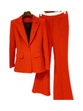 HIGH QUALITY New Fashion 2024 Designer Blazer Suit Set Women's Single Button Red Blazer Flare Pants Suit Purplish Diva
