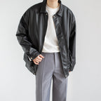 Black Chic Leather Men's Trendy Jacket Jacket Pi-Mart