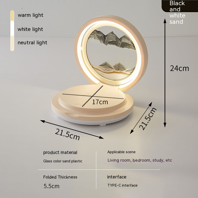 Creative Quicksand Painting Mobile Phone Charging Bluetooth Speaker Desk Lamp Pi-Mart
