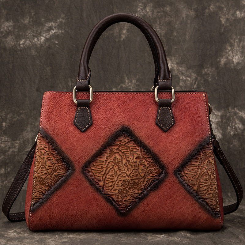 Top Layer Cowhide Retro European And American Fashion Casual Handbag Pi-Mart
