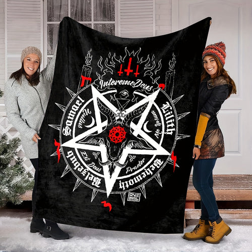1pc, sheep Head Satan Printed Flannel Blanket, Soft Casual Warm Blanket, Multi-purpose Office Throw Blanket, Outdoor Camping Travel Blanket Multi-purpose Gift Blanket for All Season Lootquake LLC