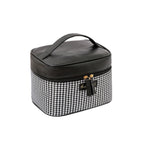 Multifunctional PU thousand bird grid cosmetic bag, portable cosmetic case, large capacity storage bag cosmetics, storage box, makeup bag with compartments, - SJB-DIAMOND ELITES