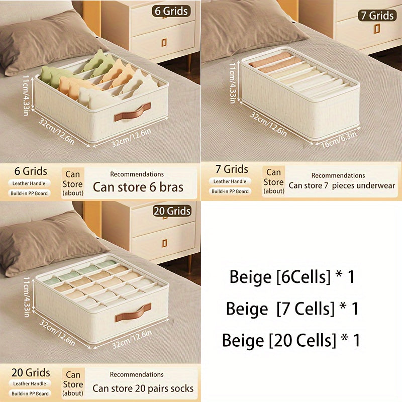 [Popular Choice] 1pc Beige Foldable Drawer Organizer with Rose Golden Handles - Stackable Fabric Storage Bin for Socks, Underwear, Bras, Ties & Accessories - Contemporary Closet Organization Solution, Closet Organizers And St Lootquake LLC