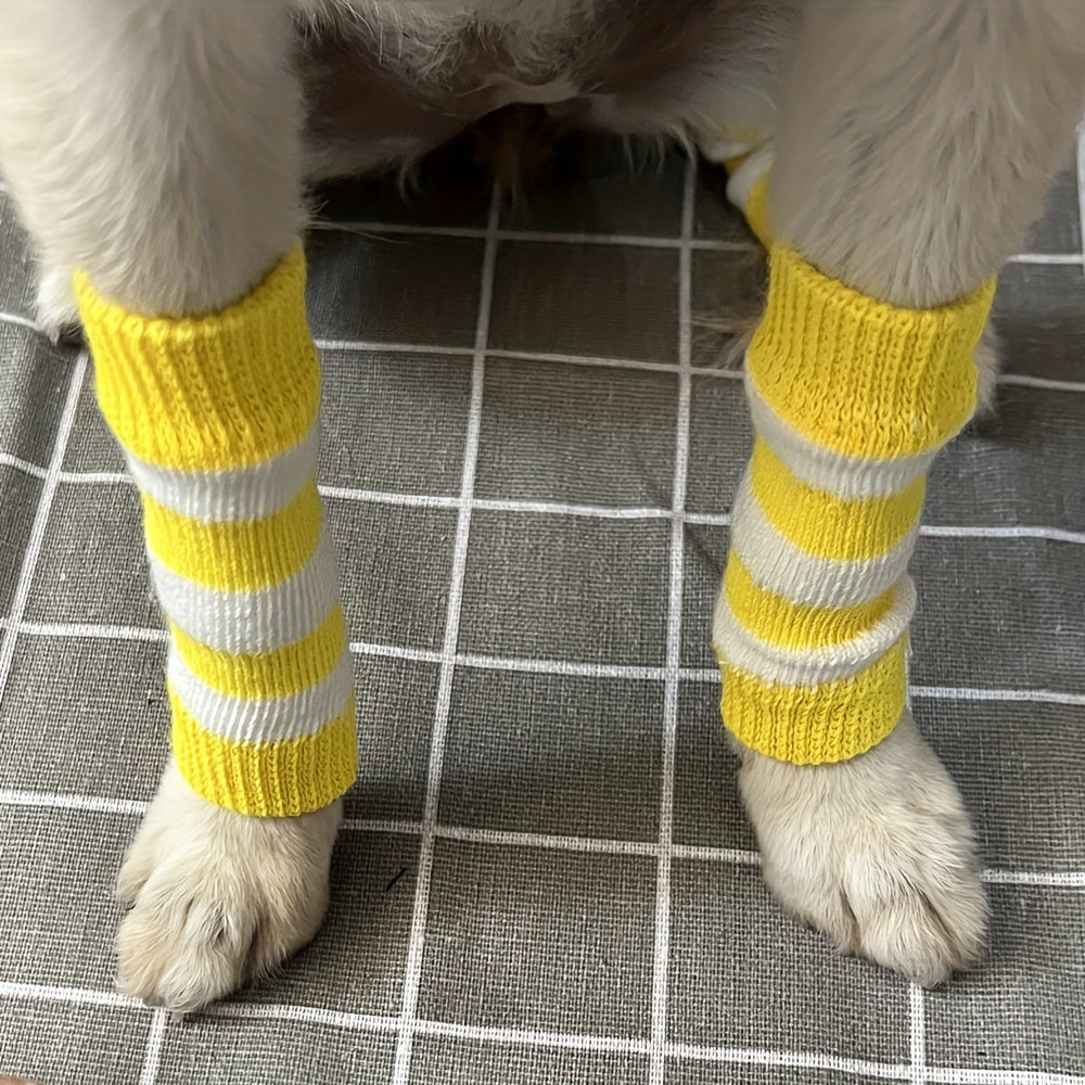 [2 Sets Elbow Support Guards] Pet Dog Elbow Guards, a Set of 2 Front Leg And 2 Hind Leg Protectors, Elbow Support Wraps, Leg Support Wraps, Breathable Elastic Knitted Protective Socks for Pets, 4pcs Pet Leg Socks. Lootquake LLC