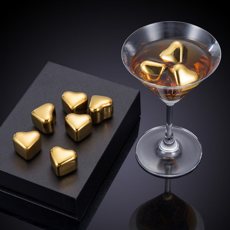 304 Heart-shaped Gold Stainless Steel Ice Cube Pi-Mart