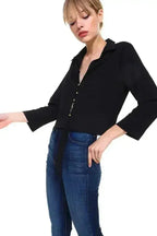 Solid Button Down Tie Front Blouse | Femstylo - SJB-DIAMOND ELITES