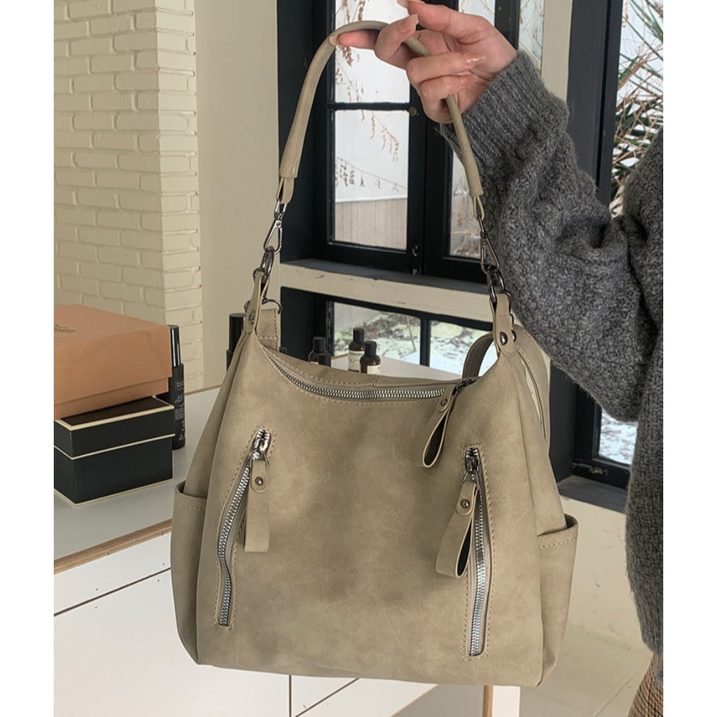 Vintage large capacity hobo bag for women, women's fashion tote bag, textured portable commuter bag - SJB-DIAMOND ELITES