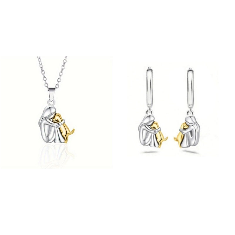Fashion Little Girl And Dog Hug Necklace Pi-Mart