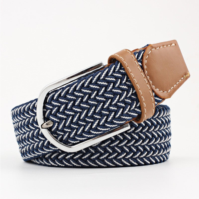 Women's Canvas Belt Student Pants Casual Stretch Braided Needle Buckle Pi-Mart