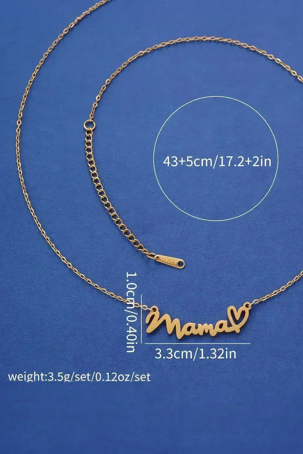 Gold Mama Necklace - Heart Pendant w/ Engraving - Adjustable Chain