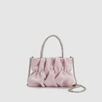 Mini rhinestone hand-held pleated bag, fashion party tote crossbody cloud chain woman - SJB-DIAMOND ELITES