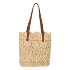 Lace hobo bag for women, shopping shoulder handbag, embroidered flower hollow tote bag - SJB-DIAMOND ELITES