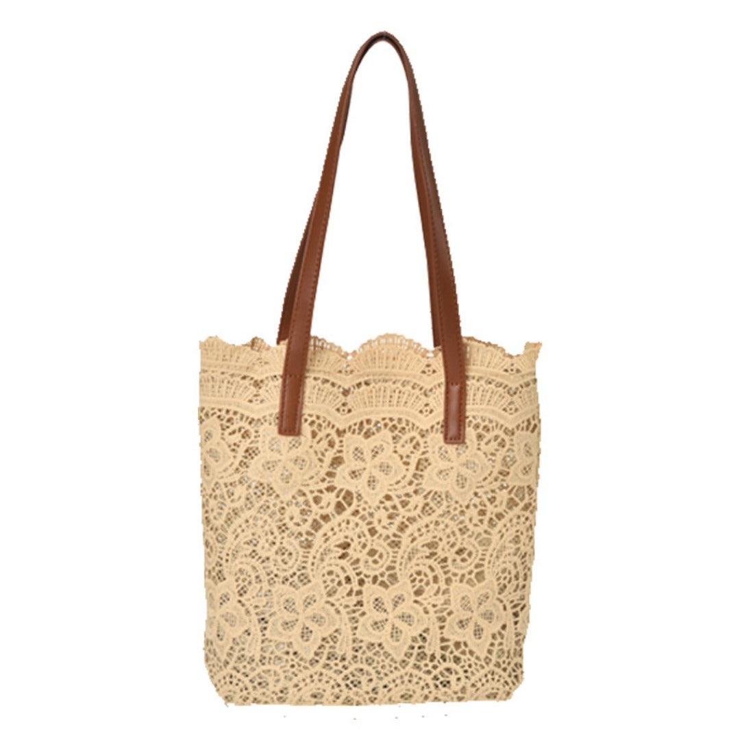 Lace hobo bag for women, shopping shoulder handbag, embroidered flower hollow tote bag - SJB-DIAMOND ELITES